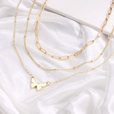 3PCS Link Chain&Beads Chain&Butterfly Dainty Layered Choker Necklace